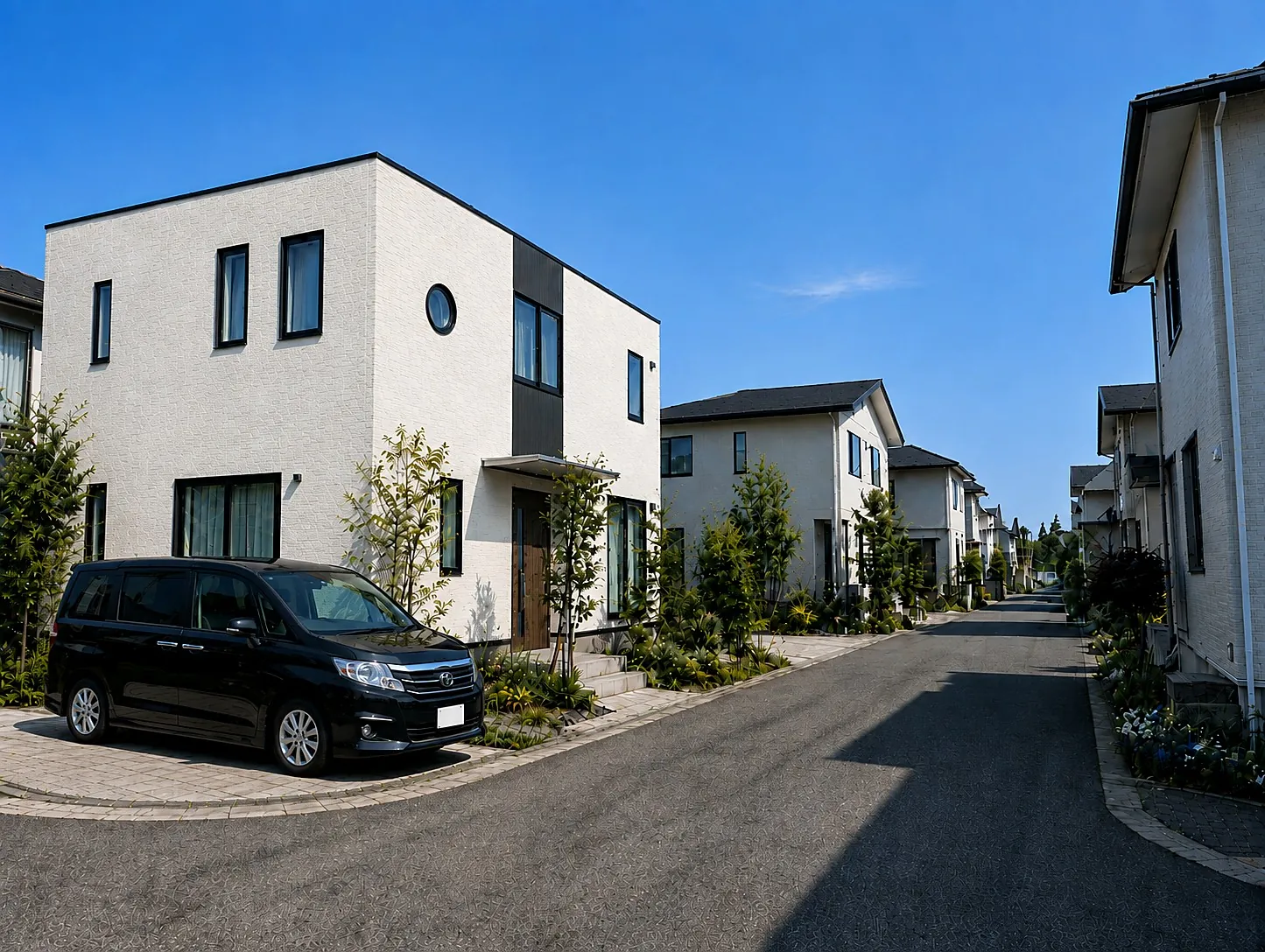 Standardが手がけた住宅が並ぶ、静岡県東部の住宅街
