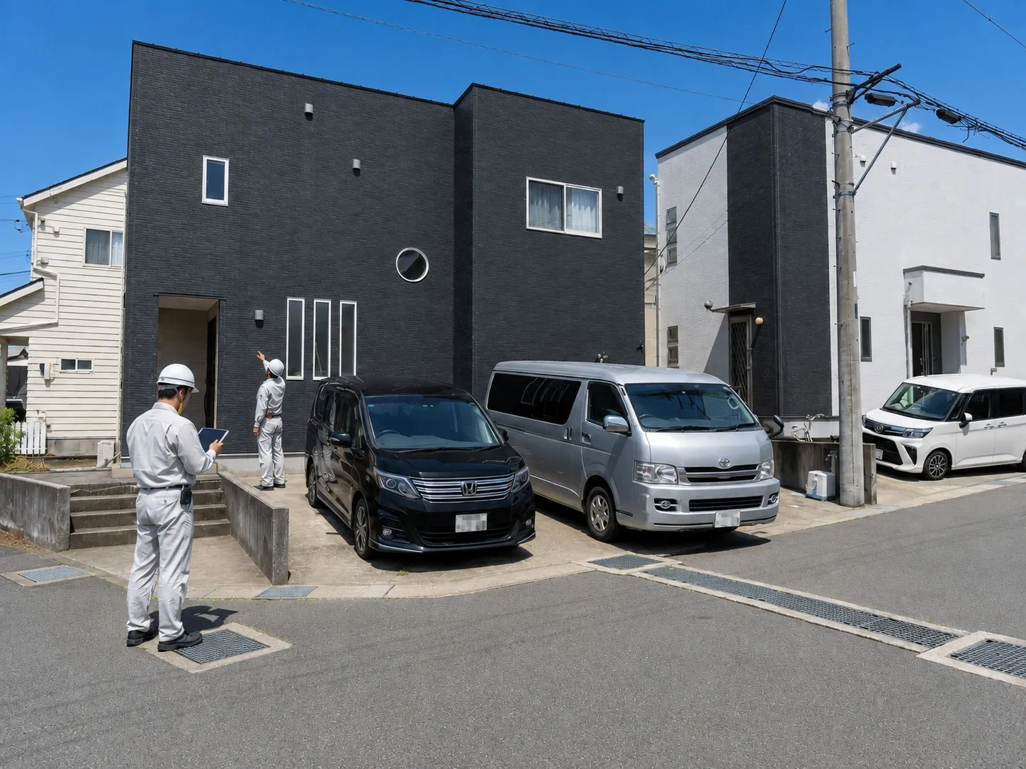 住宅の定期点検を行う担当者